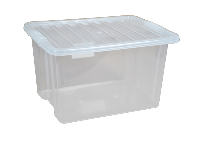 clear plastic storage crates